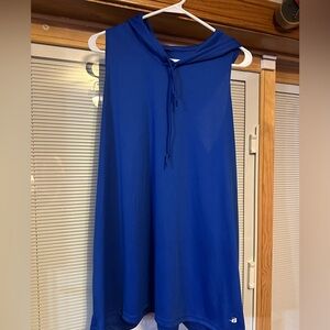 Blue Sleeveless Hoodie Tank Top
